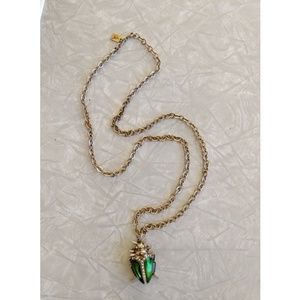 Beetle pendant statement necklace